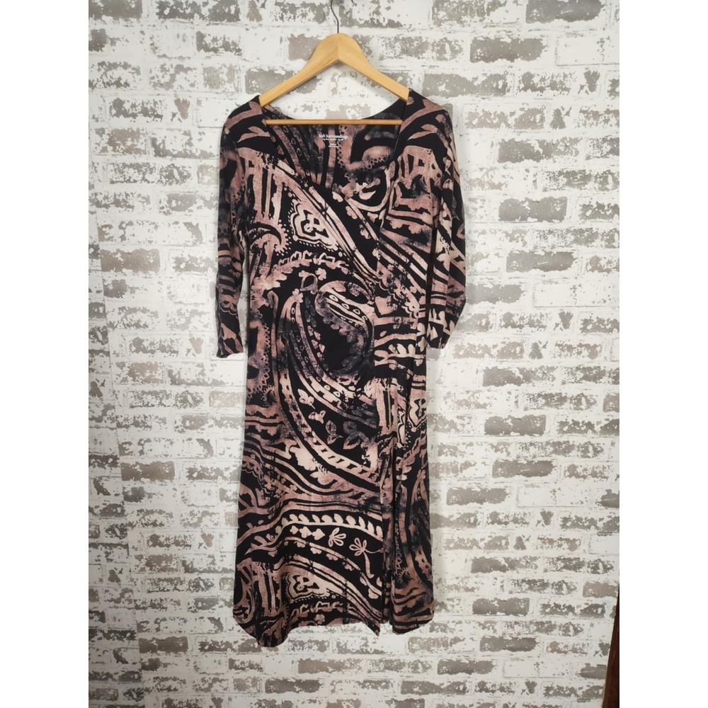 Soft Surroundings Dress Medium Black Faux Wrap‎ Boho